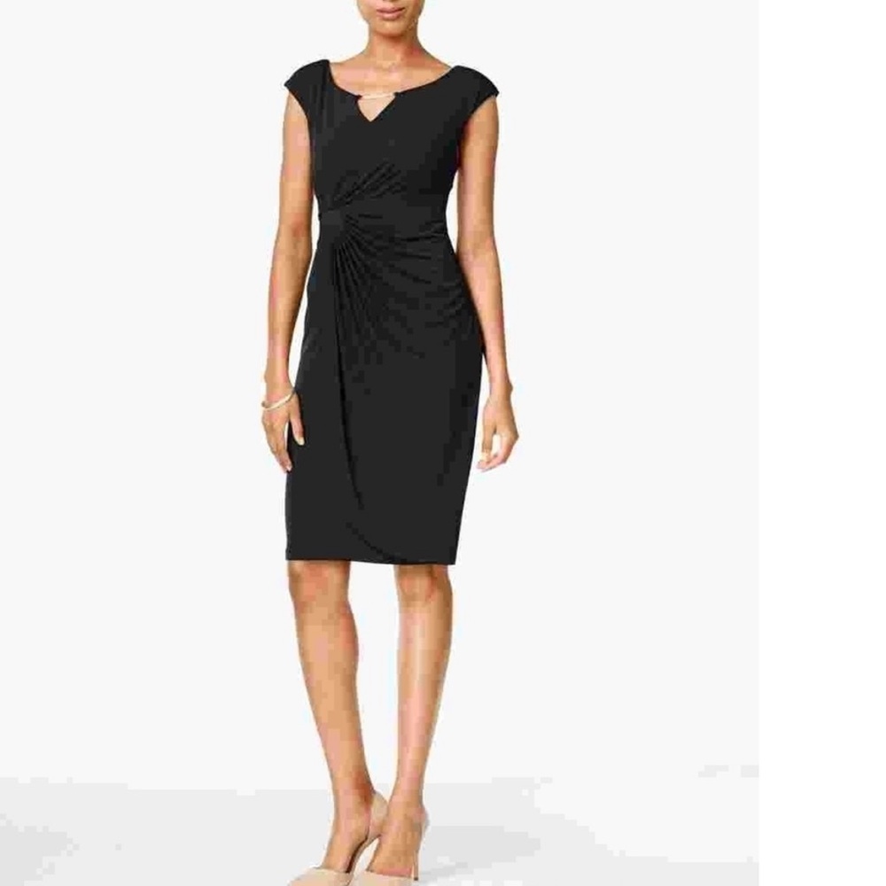 CONNECTED APPAREL Chain Cap Sleeve Knee Length Sheath Dress